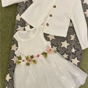 12-18 month Toddler girls White Floral Embroidered Tulle Dress with Jacket NWT